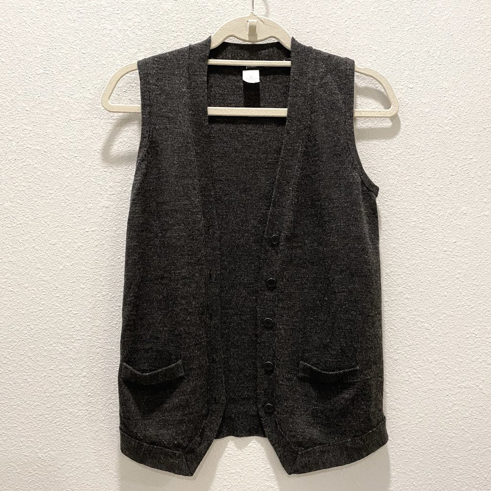 J.CREW Dark Heather Grey Merino Wool Sweater Vest